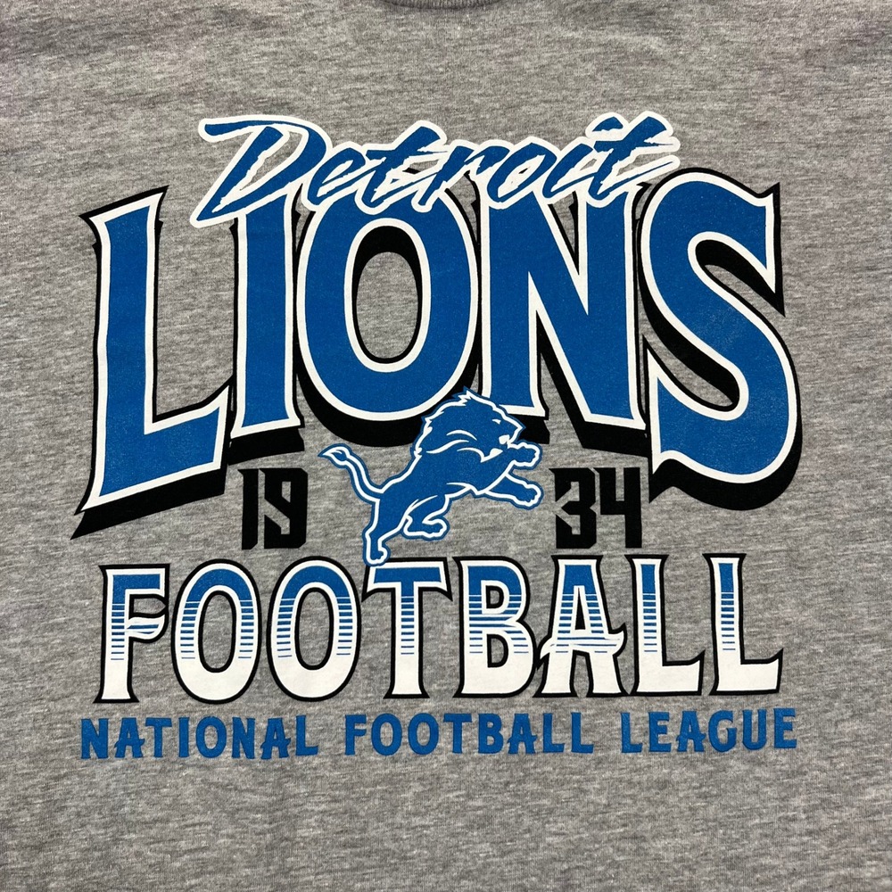Detroit Lions T Shirt Kids XL Heather Grey NWT Graphic Print 6101 NFL Football